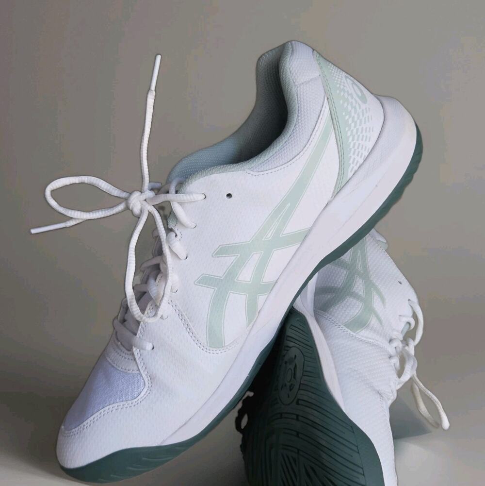 ASICS Gel-Dedicate 8 Men's US 13 White Green Pickleball Tennis Lace-Up Sneakers